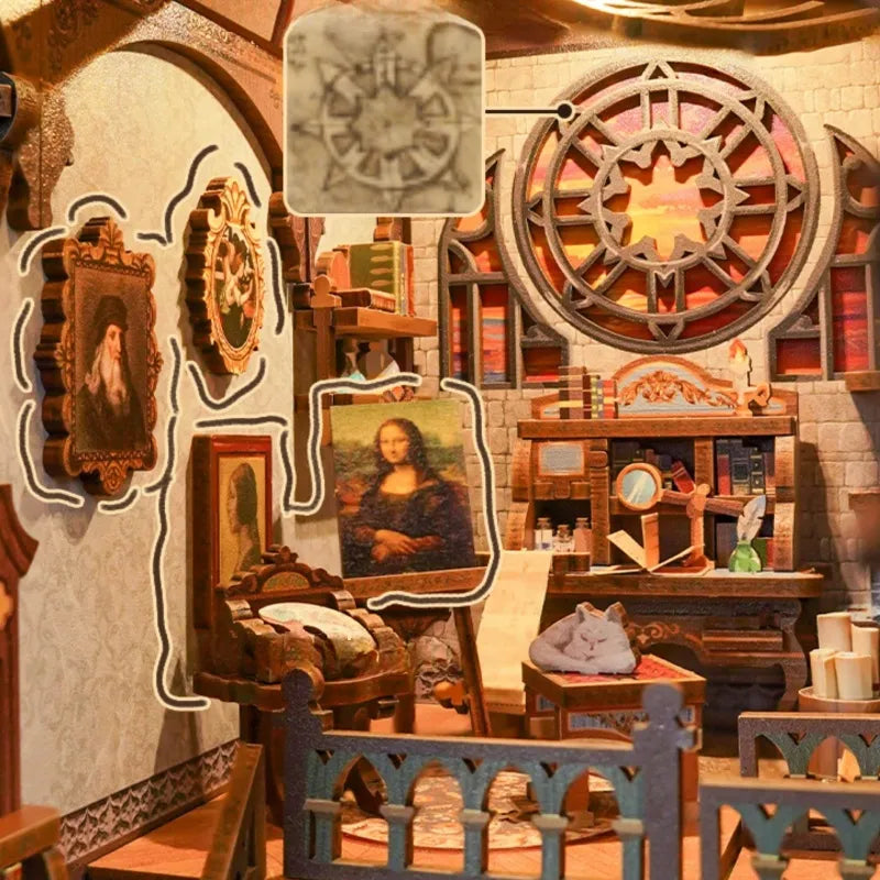 Leonardo Da Vinci book nook kit β detail view 2