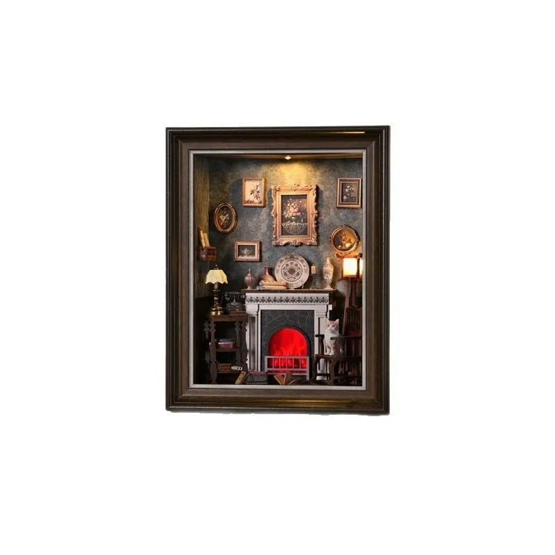 Fireplace Room 3D Picture Frame Diorama Kit