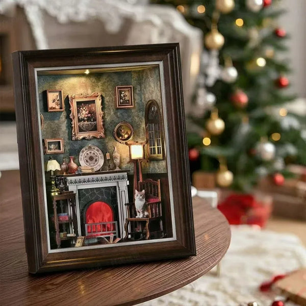 Fireplace Room 3D Picture Frame Diorama Kit
