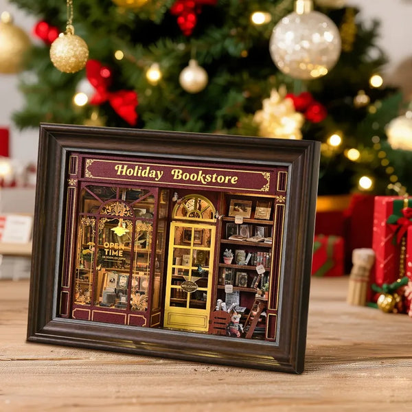 Street Corner Holiday Bookstore 3D Picture Frame Kit