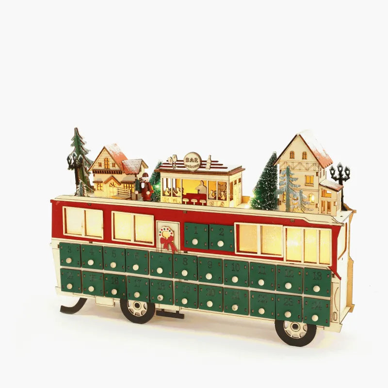 Wooden Bus Scene Advent Calendar