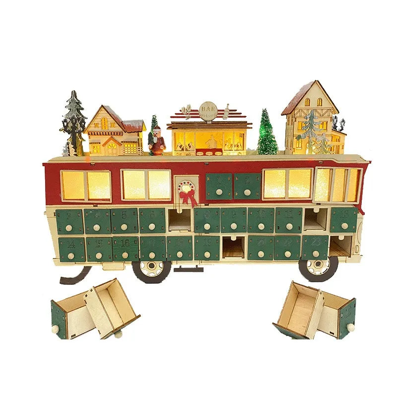 Wooden Bus Scene Advent Calendar