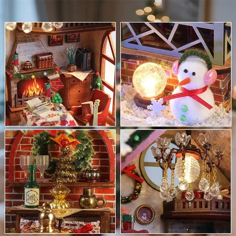 Warm Christmas Lodge Miniature House Kit