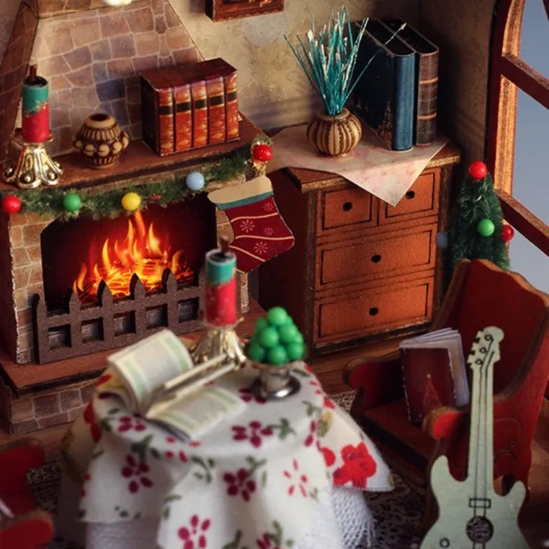 Warm Christmas Lodge Miniature House Kit