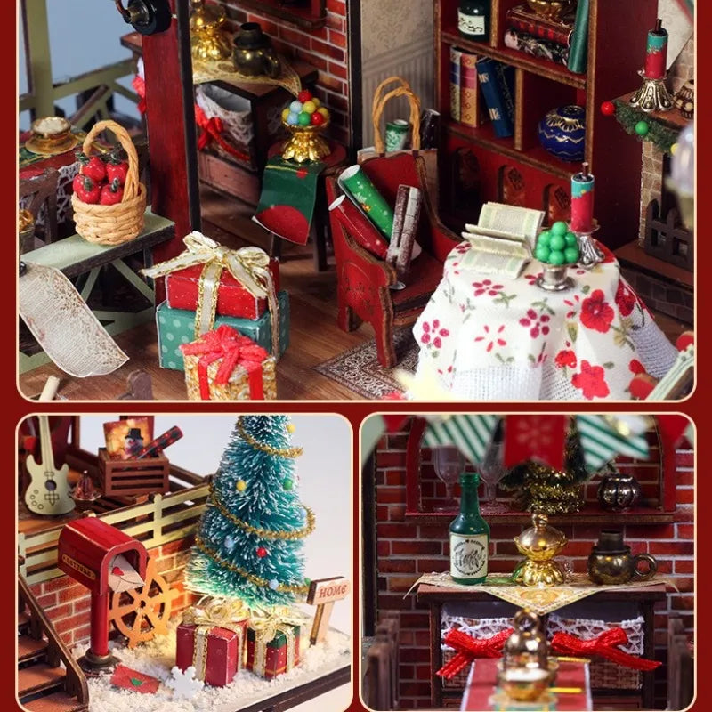 Warm Christmas Lodge Miniature House Kit