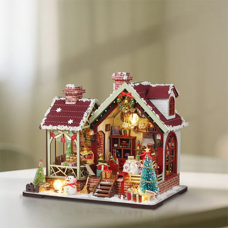 Warm Christmas Lodge Miniature House Kit