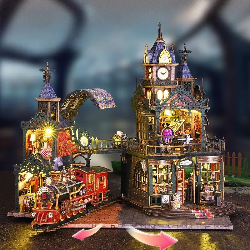 Rail Track Secluded City Miniature House Kit