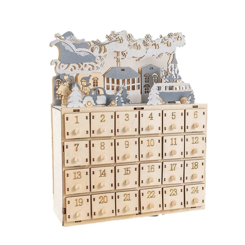 Wooden Advent Calendar with LED Lights