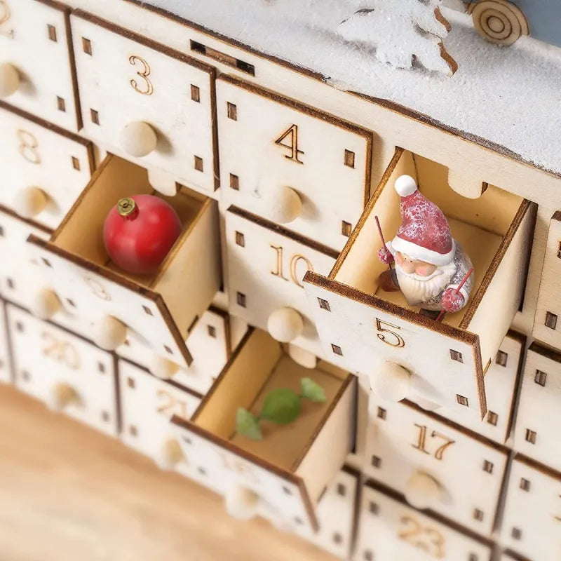 Wooden Advent Calendar with LED Lights