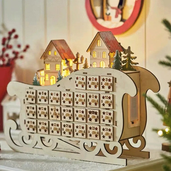 Wooden Christmas Village Advent Calendar