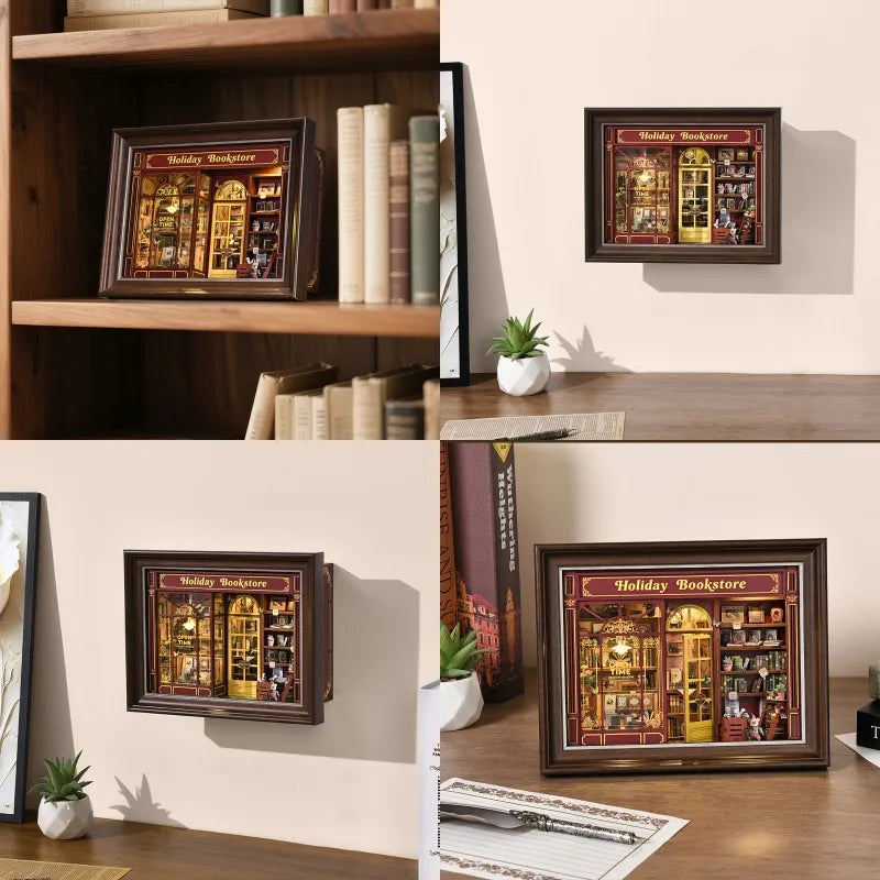 Street Corner Holiday Bookstore 3D Picture Frame Kit