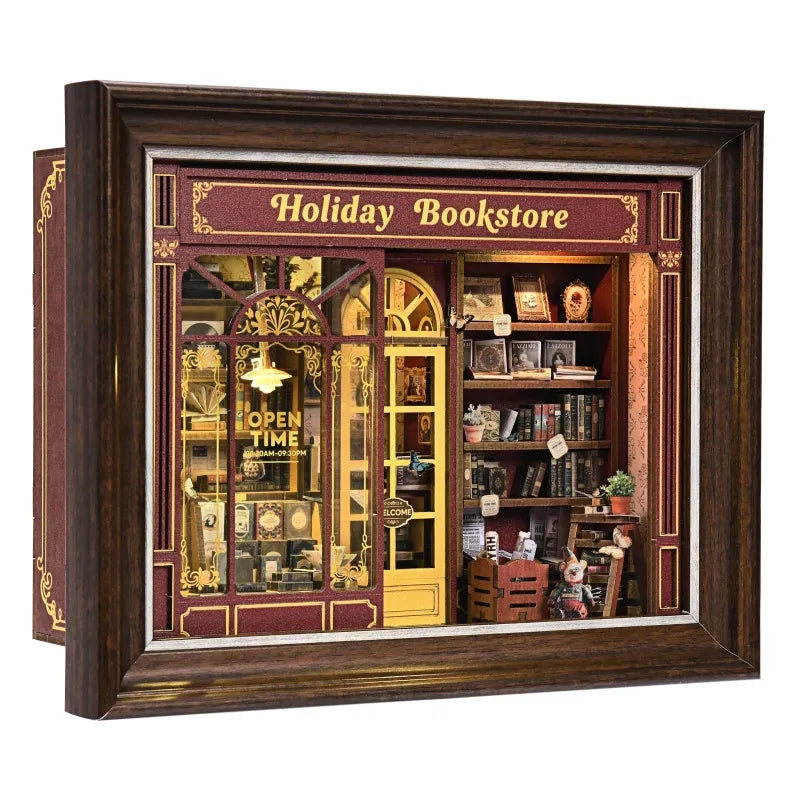 Street Corner Holiday Bookstore 3D Picture Frame Kit