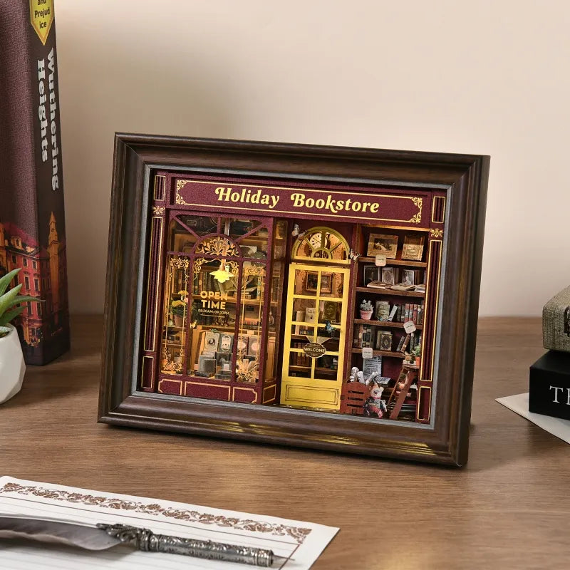 Street Corner Holiday Bookstore 3D Picture Frame Kit