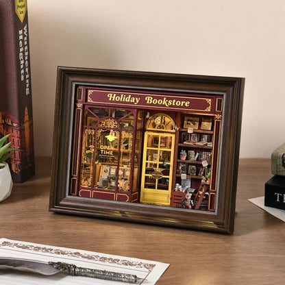 Street Corner Holiday Bookstore 3D Picture Frame Kit