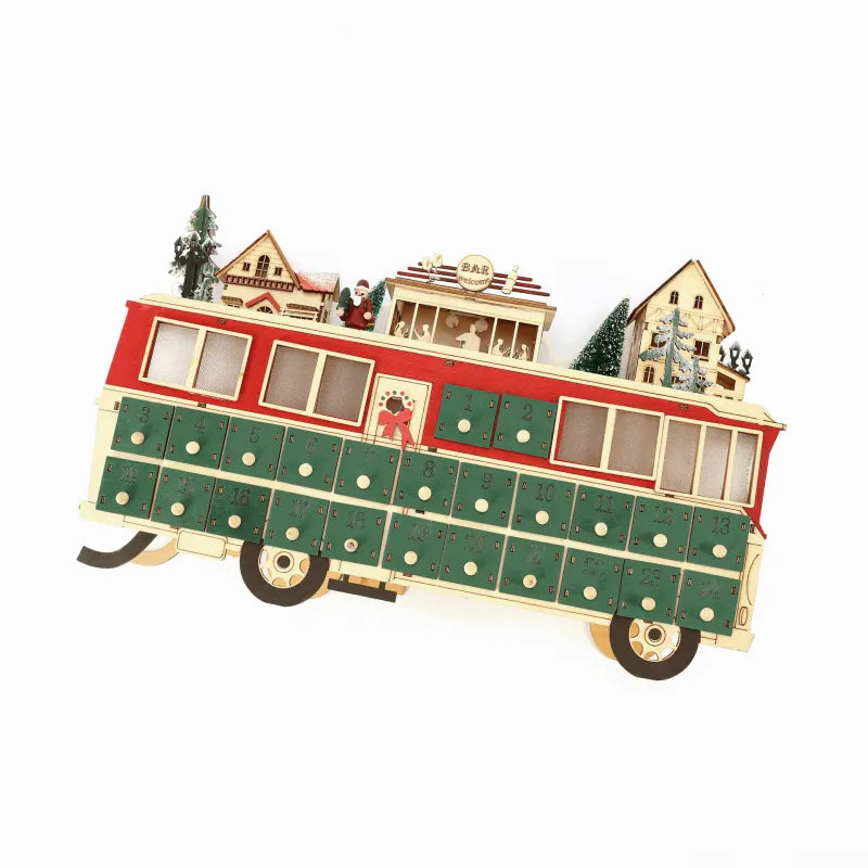 Wooden Bus Scene Advent Calendar
