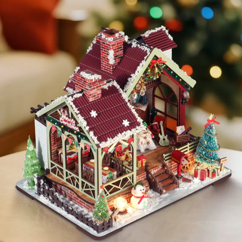 Warm Christmas Lodge Miniature House Kit
