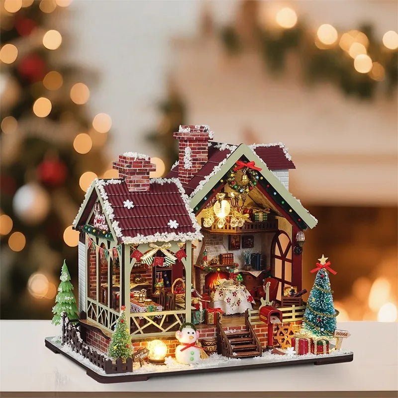 Warm Christmas Lodge Miniature House Kit