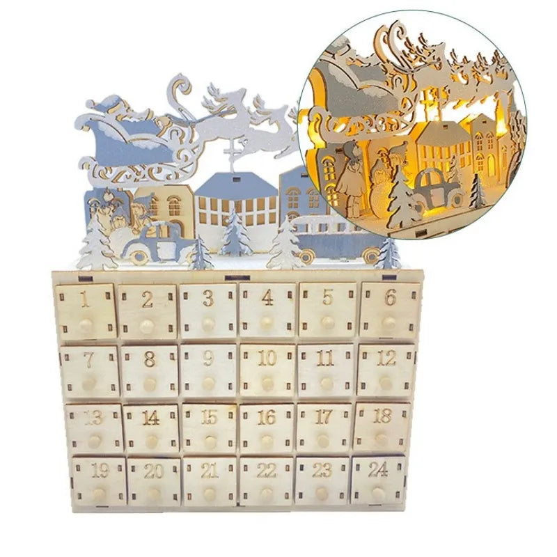 Wooden Advent Calendar with LED Lights
